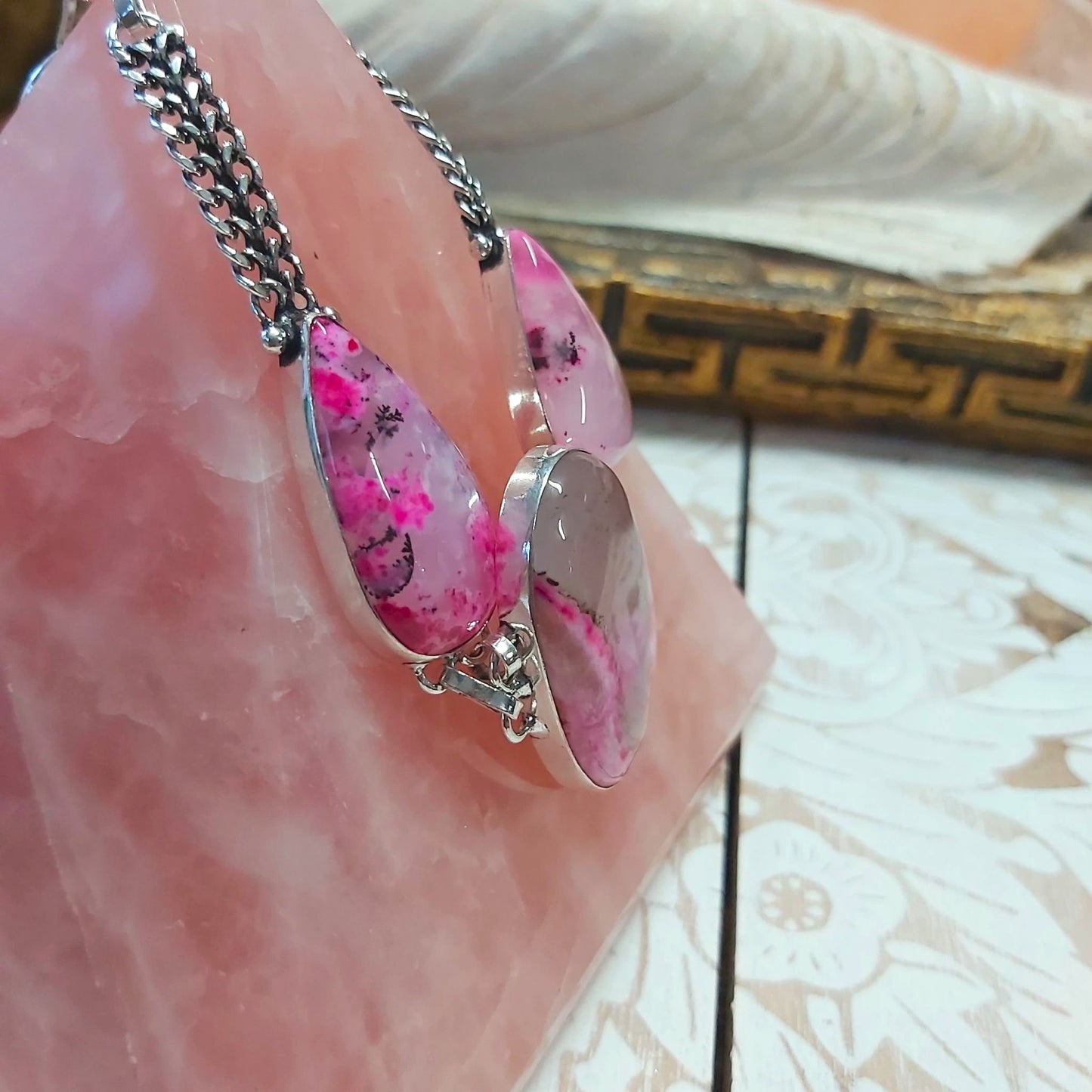Dendritic Opal Gemstone Bracelet 20 cm (E2494)
