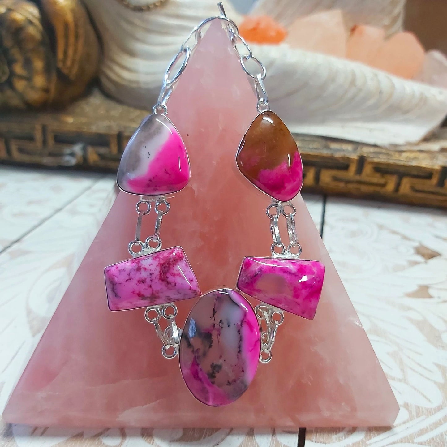 Dendritic Opal Gemstone Bracelet 21 cm (E2495)