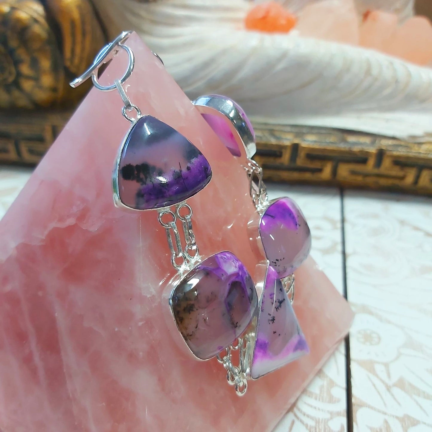 Dendritic Opal Gemstone Bracelet 20 cm (E2497)