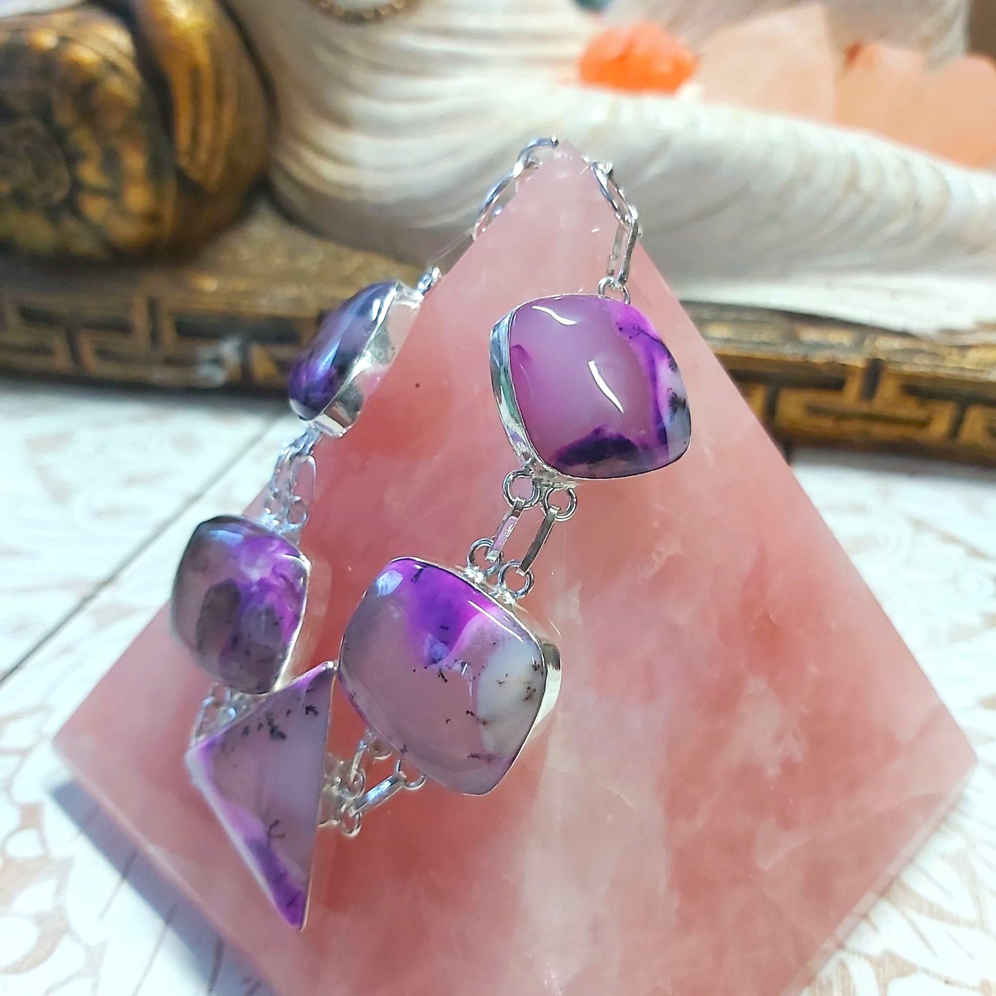 Dendritic Opal Gemstone Bracelet 20 cm (E2497)