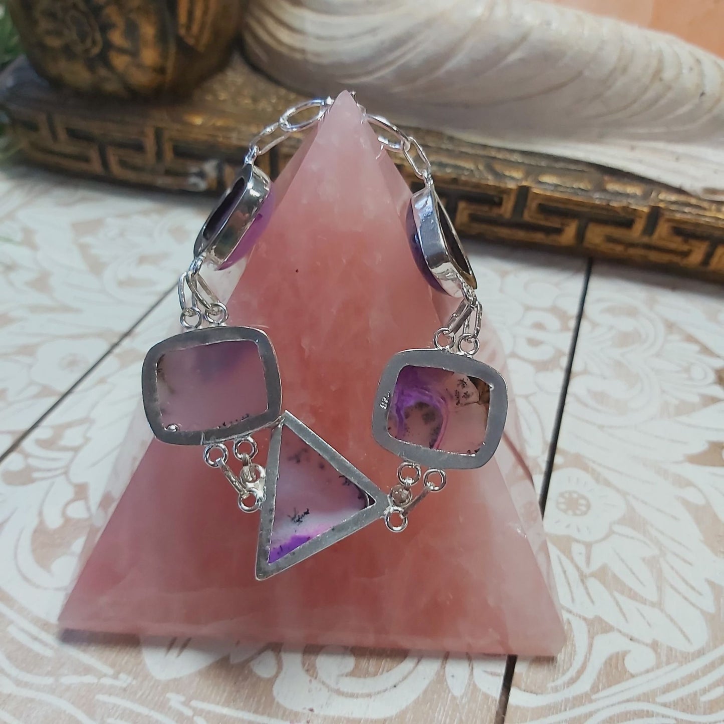 Dendritic Opal Gemstone Bracelet 20 cm (E2497)