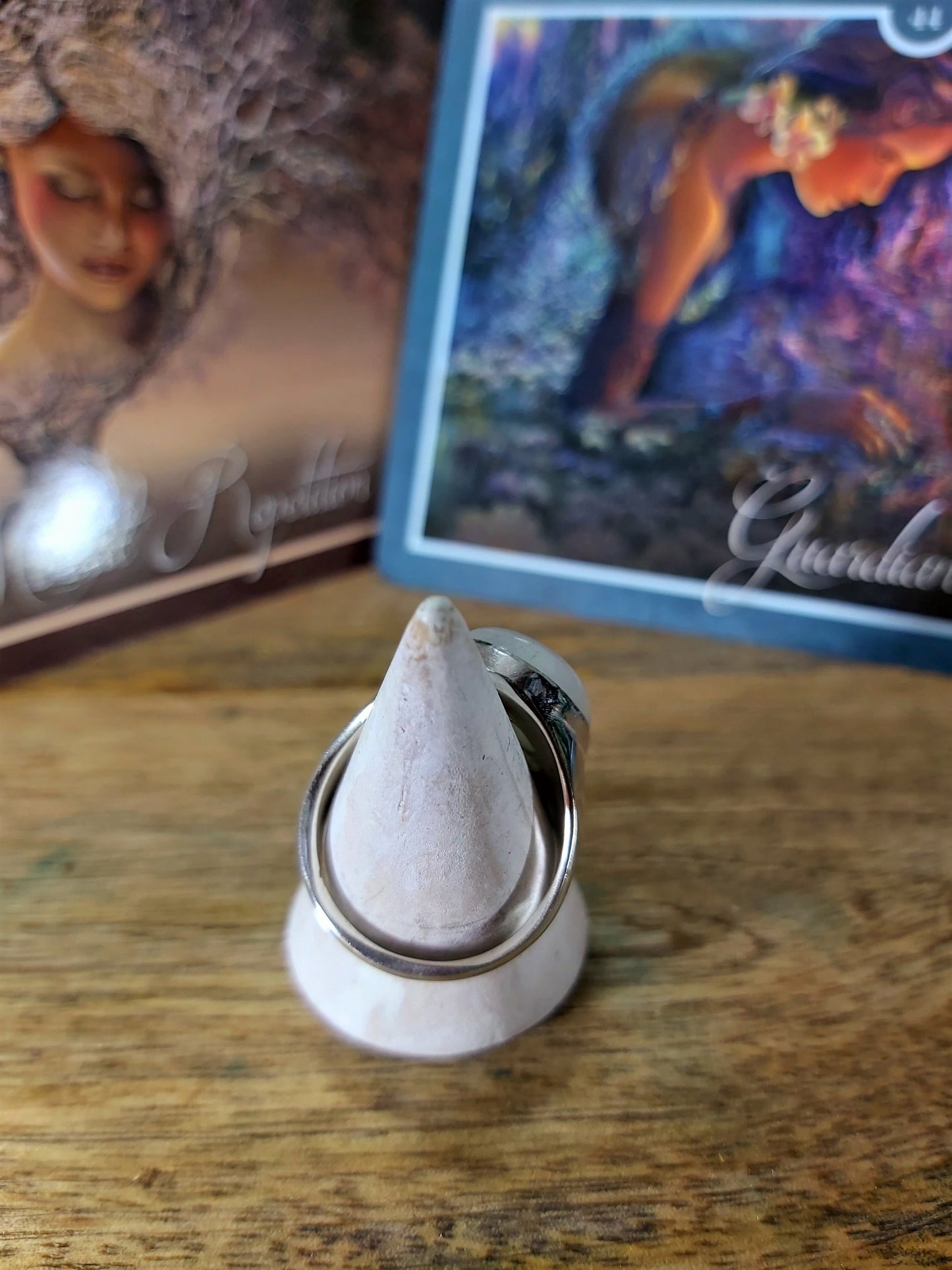 Rainbow Moonstone Prosperity Ring Size US 8.5 (E28)