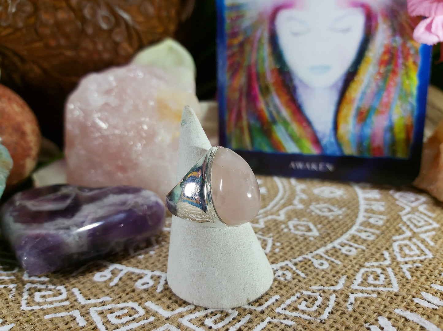 Rose Quartz Emotional Healing Ring Size US 8 (E290)