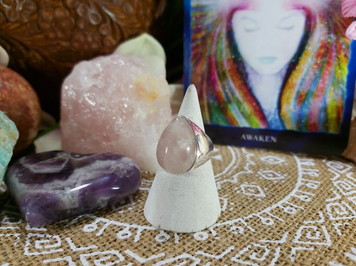 Rose Quartz Emotional Healing Ring Size US 8 (E290)