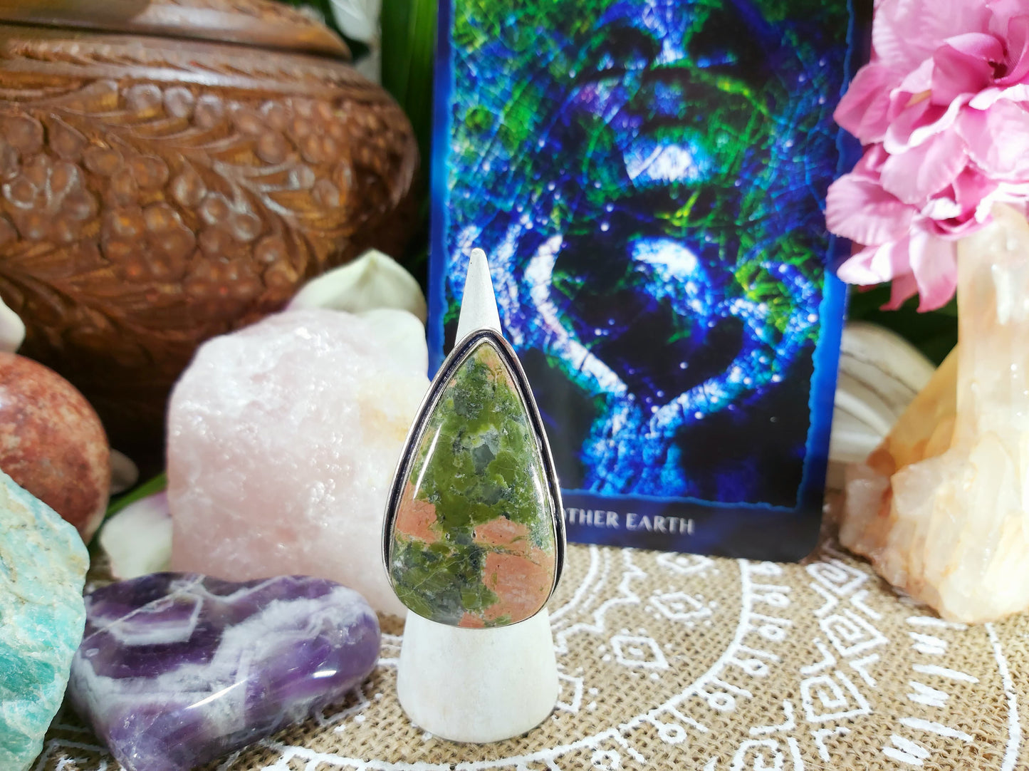 Unakite Emotional Release Ring Size US 6.5 (E298)