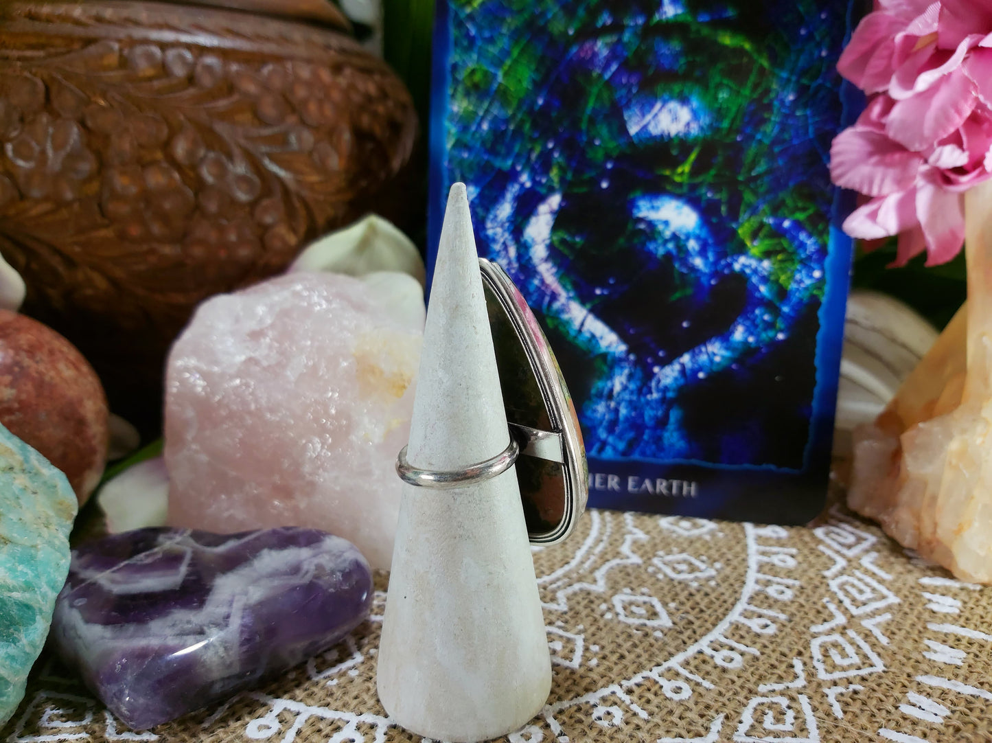 Unakite Emotional Release Ring Size US 6.5 (E298)