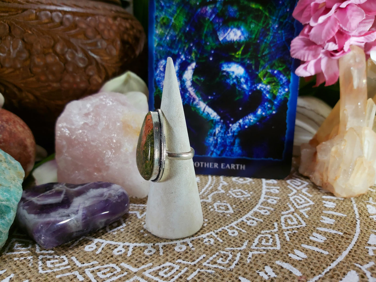 Unakite Emotional Release Ring Size US 8 (E300)