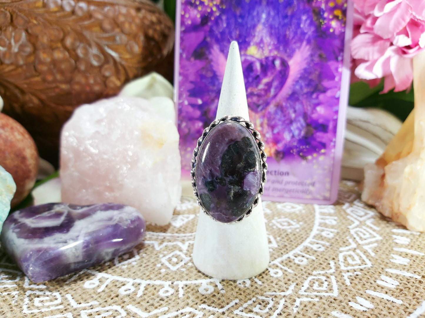Charoite Spiritual Path Ring Size US 7 (E301)