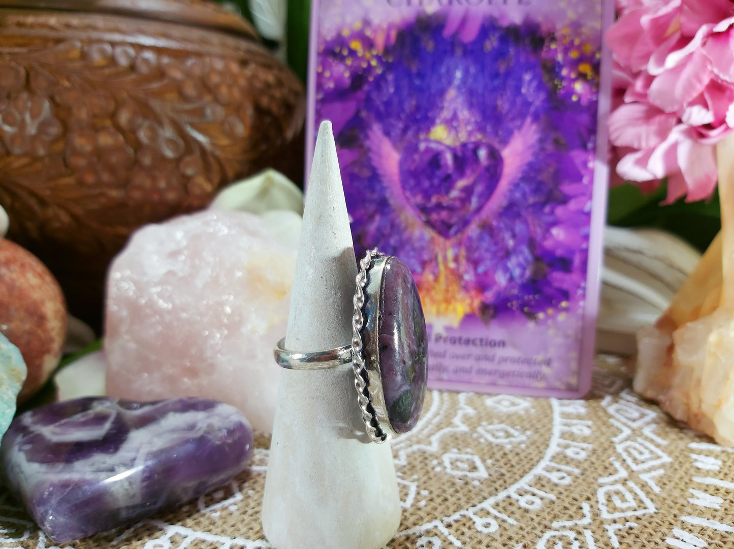 Charoite Spiritual Path Ring Size US 7 (E301)
