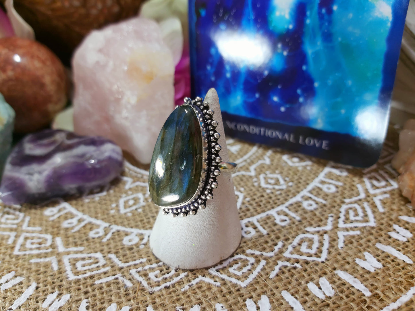 Labradorite Inner Spirit Ring Size US 8.5 (E310)