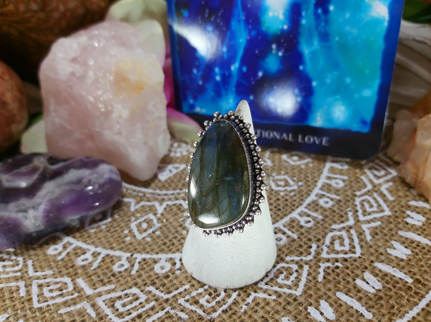 Labradorite Inner Spirit Ring Size US 8.5 (E310)