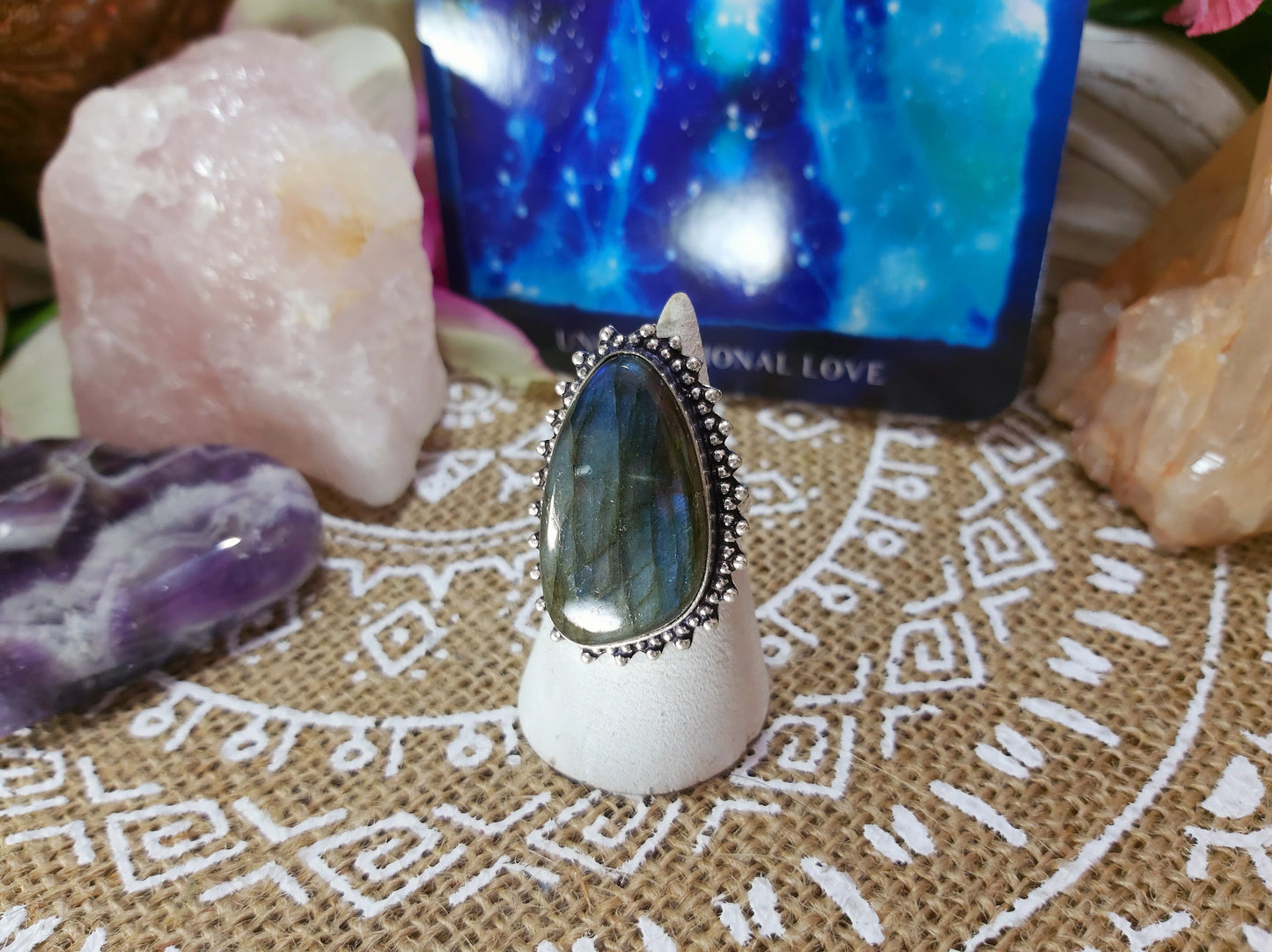 Labradorite Inner Spirit Ring Size US 8.5 (E310)