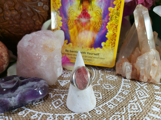 Rhodochrosite Love Ring Size US 8 (E321)