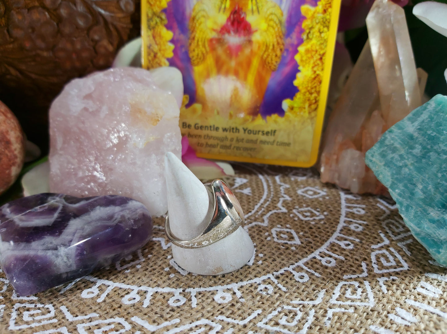 Rhodochrosite Love Ring Size US 9 (E322)