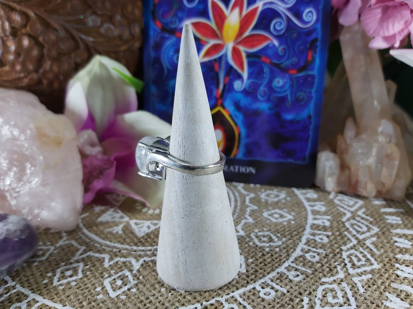 Rainbow Moonstone Ring Size US 6.5 (E377)