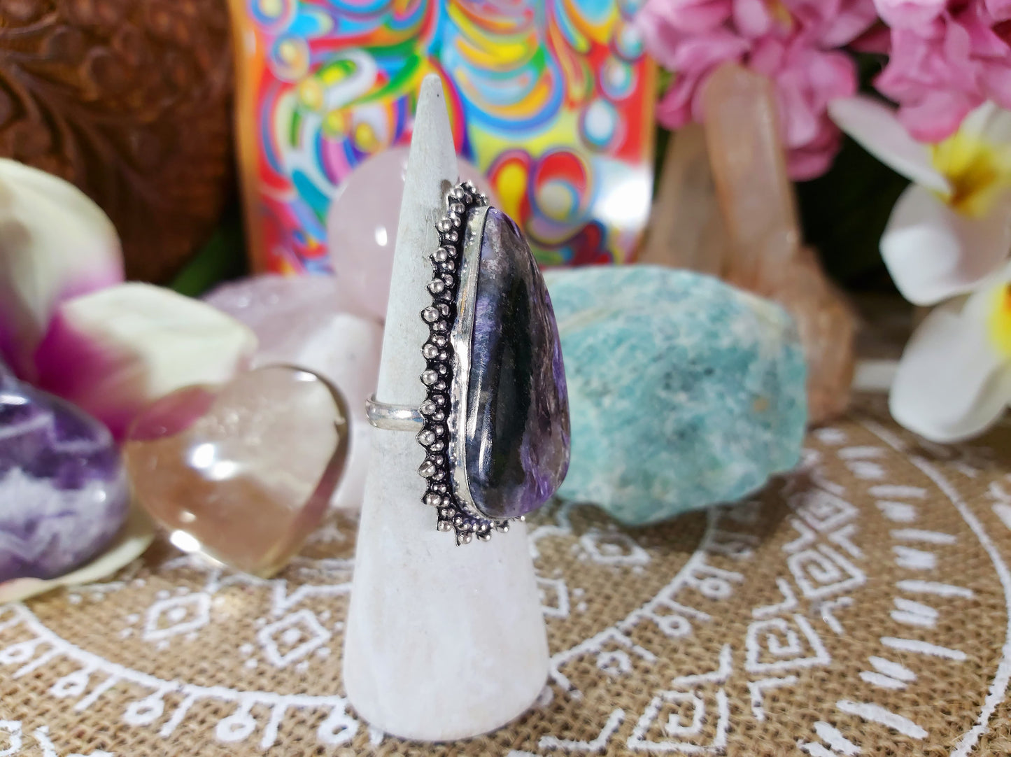 Charoite Spiritual Path Ring Size US 7 (E454)