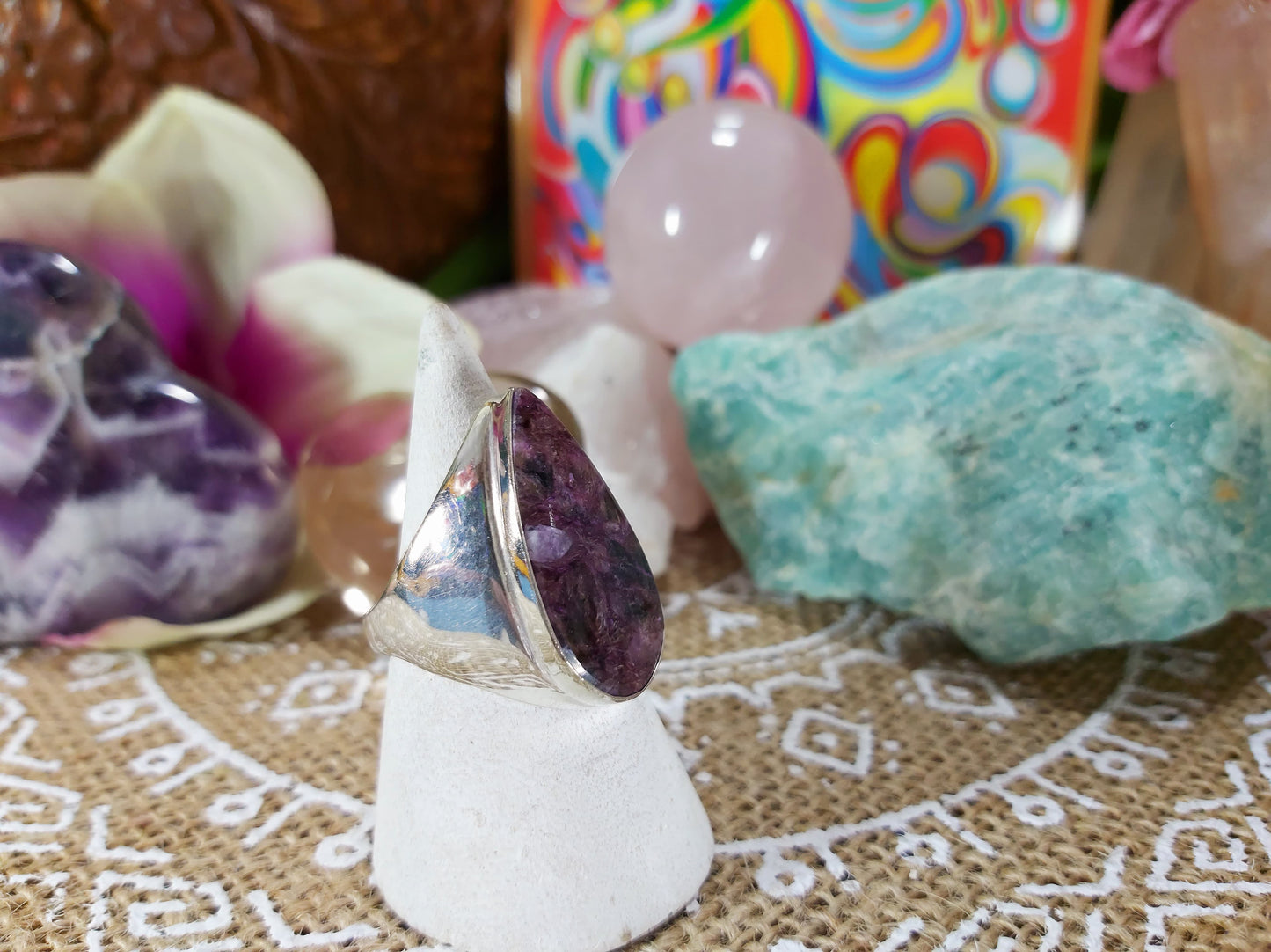 Charoite Spiritual Path Ring Size US 9 (E459)