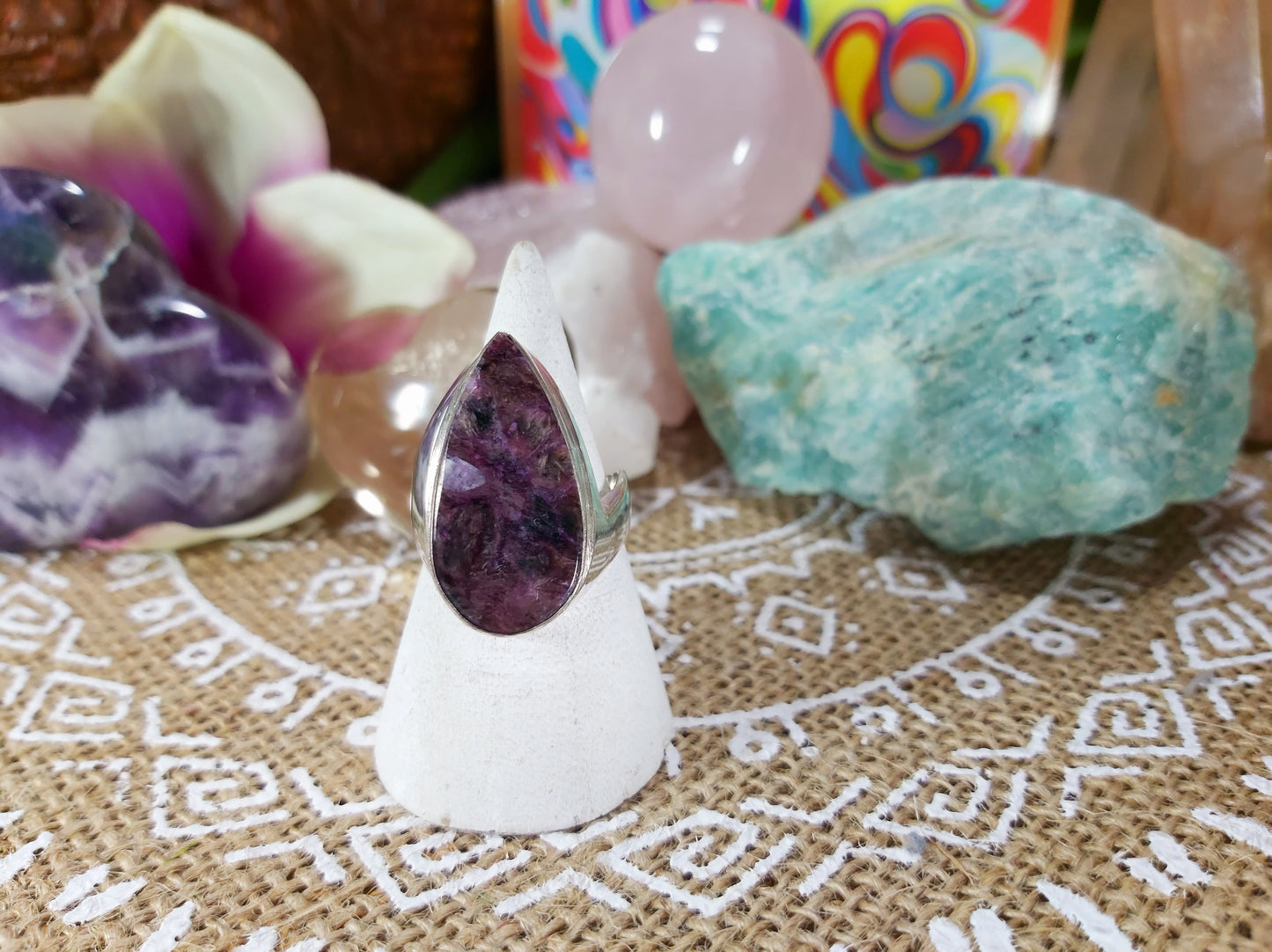 Charoite Spiritual Path Ring Size US 9 (E459)