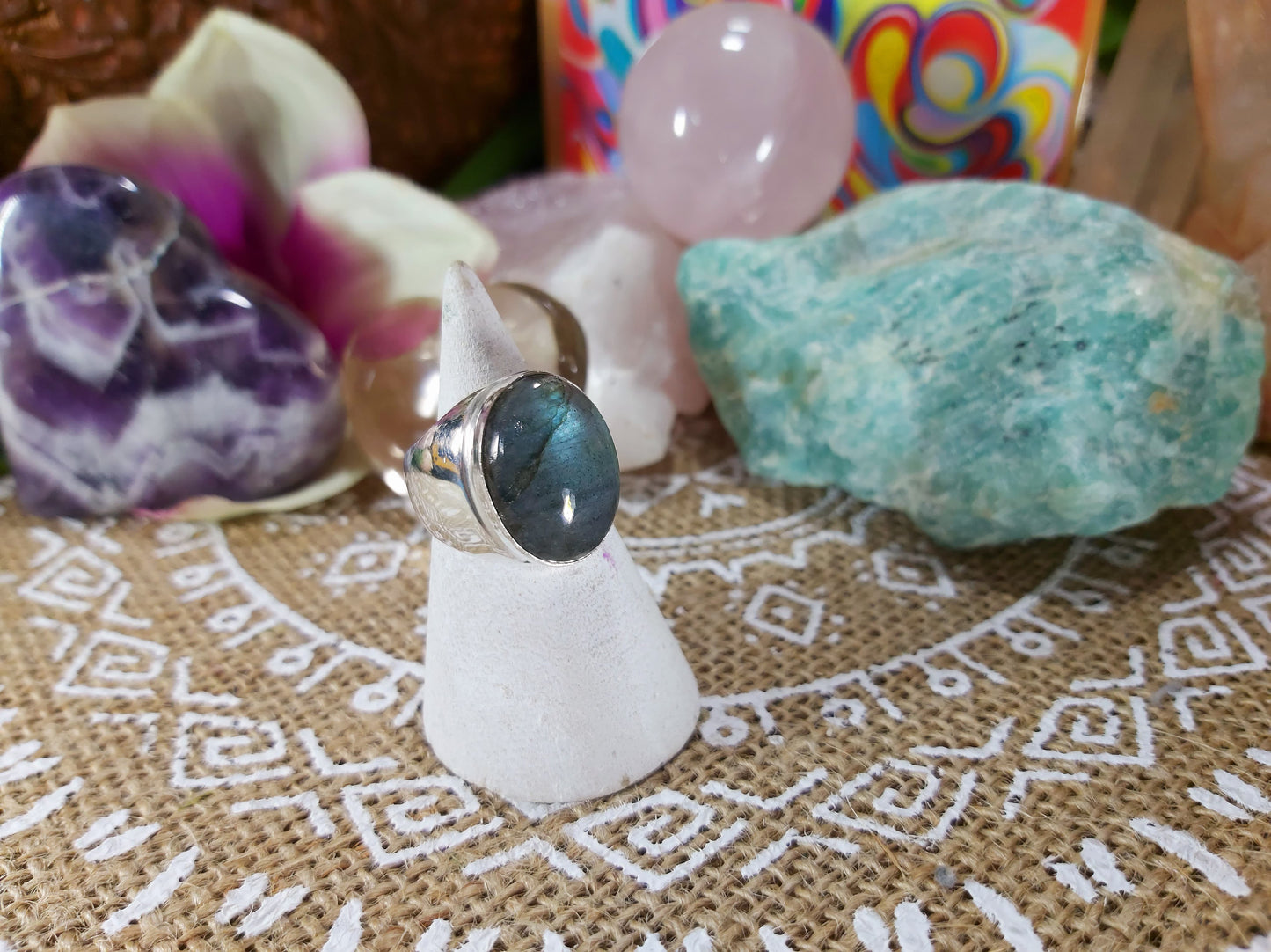 Labradorite Self Confidence Gemstone Ring Size US 6.5 (E464)