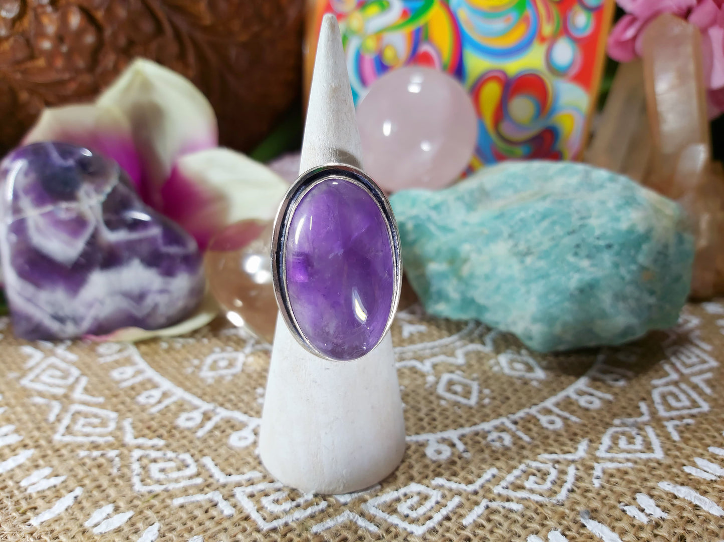 Amethyst Soul Star Protection Ring Size US 6 (E471)