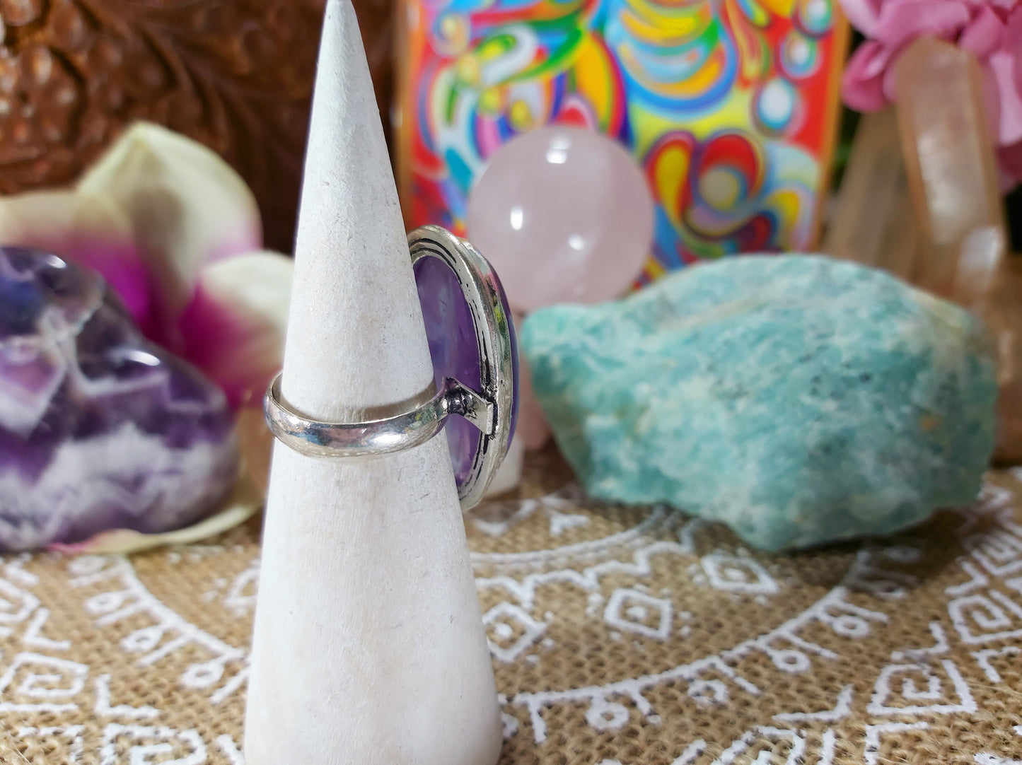 Amethyst Soul Star Protection Ring Size US 6 (E471)