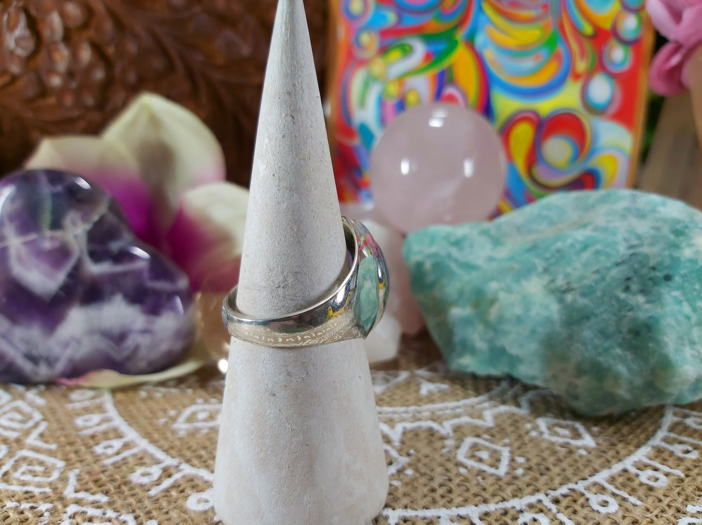 Amethyst Soul Star Protection Ring Size US 9.5 (E477)