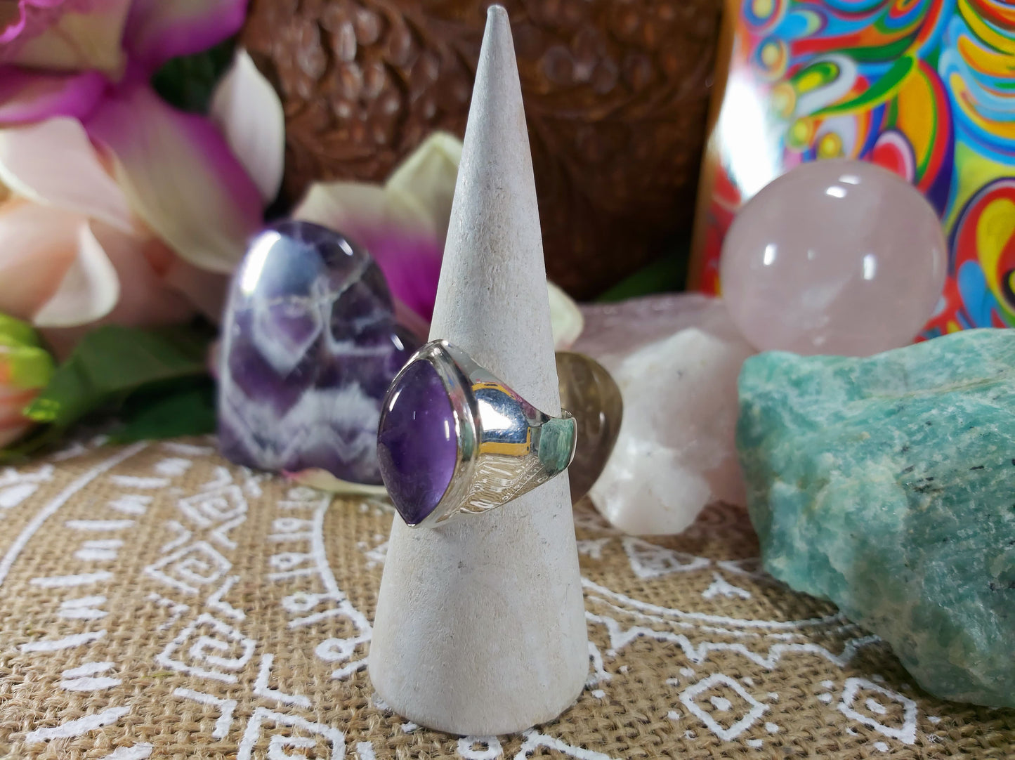 Amethyst Soul Star Protection Ring Size US 9.5 (E477)