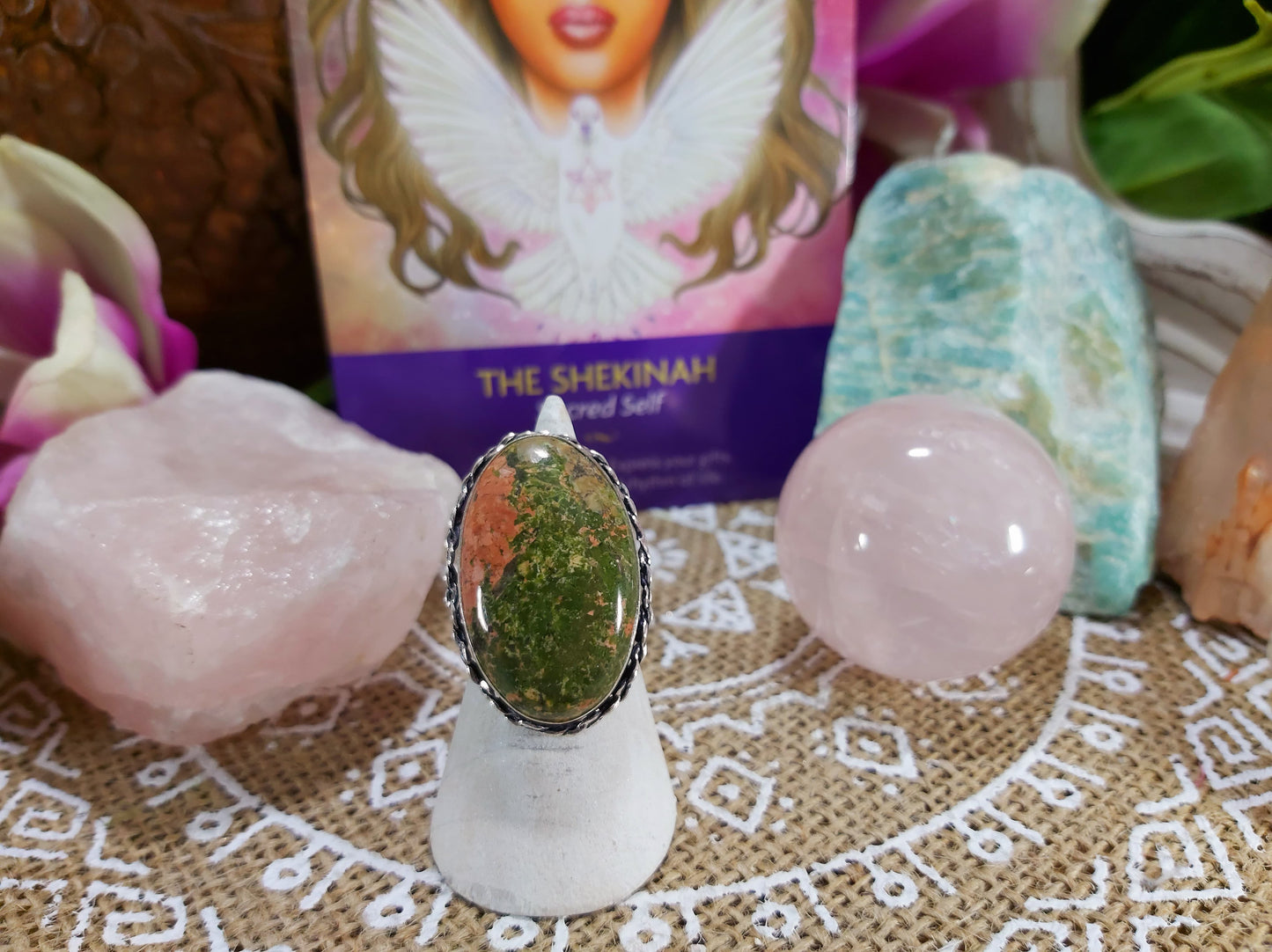 Unakite Emotional Release Ring Size US 8 (E493)