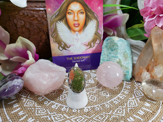 Unakite Emotional Release Ring Size US 8 (E493)