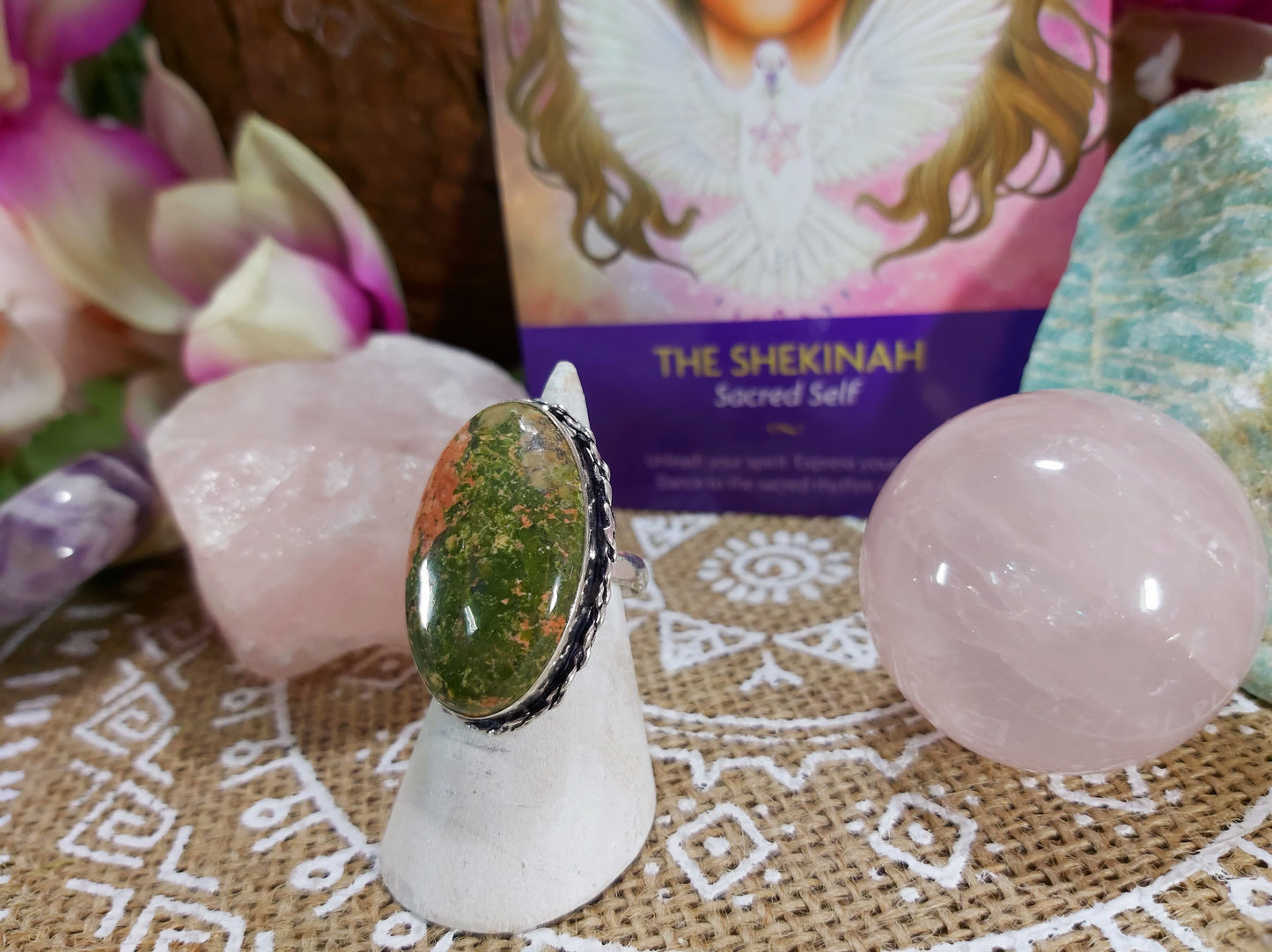 Unakite Emotional Release Ring Size US 8 (E493)