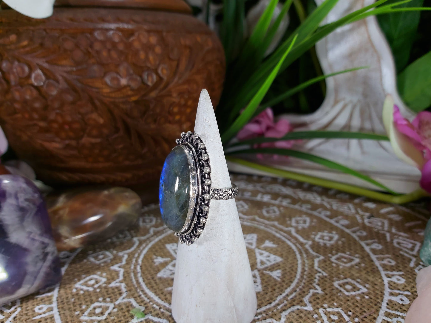Labradorite Inner Spirit Gemstone Ring Size US 6.5 (E572)