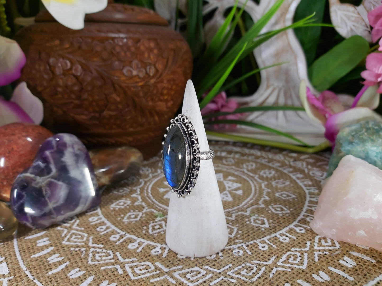 Labradorite Inner Spirit Gemstone Ring Size US 7 (E576)