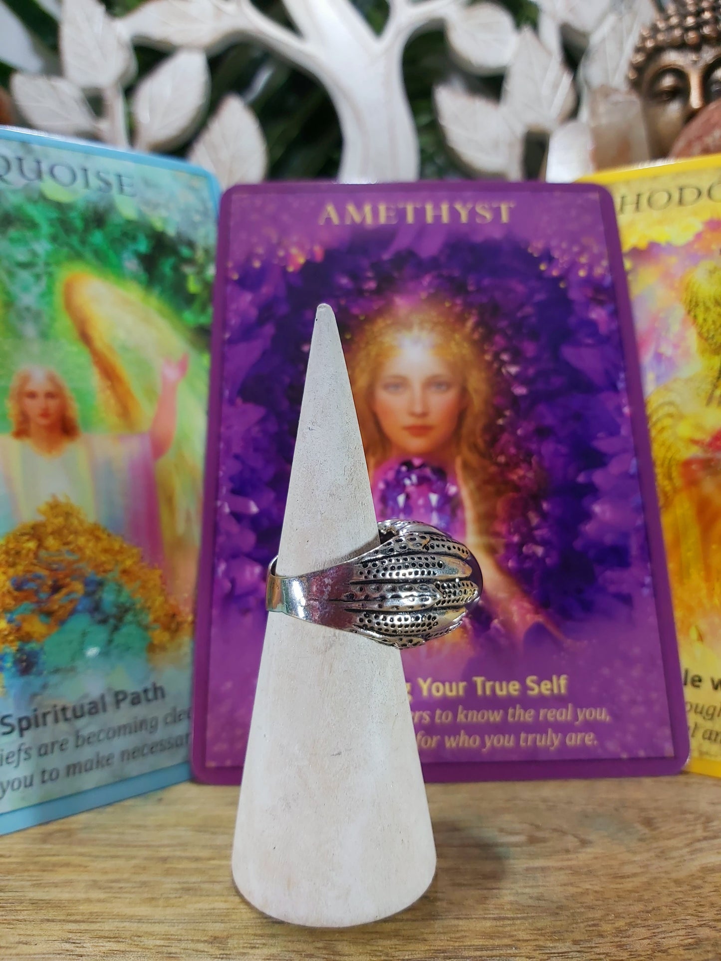 Amethyst Peaceful Energy Ring Size US 7 (E70)