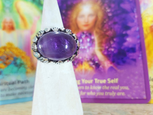 Amethyst Peaceful Energy Ring Size US 7 (E70)