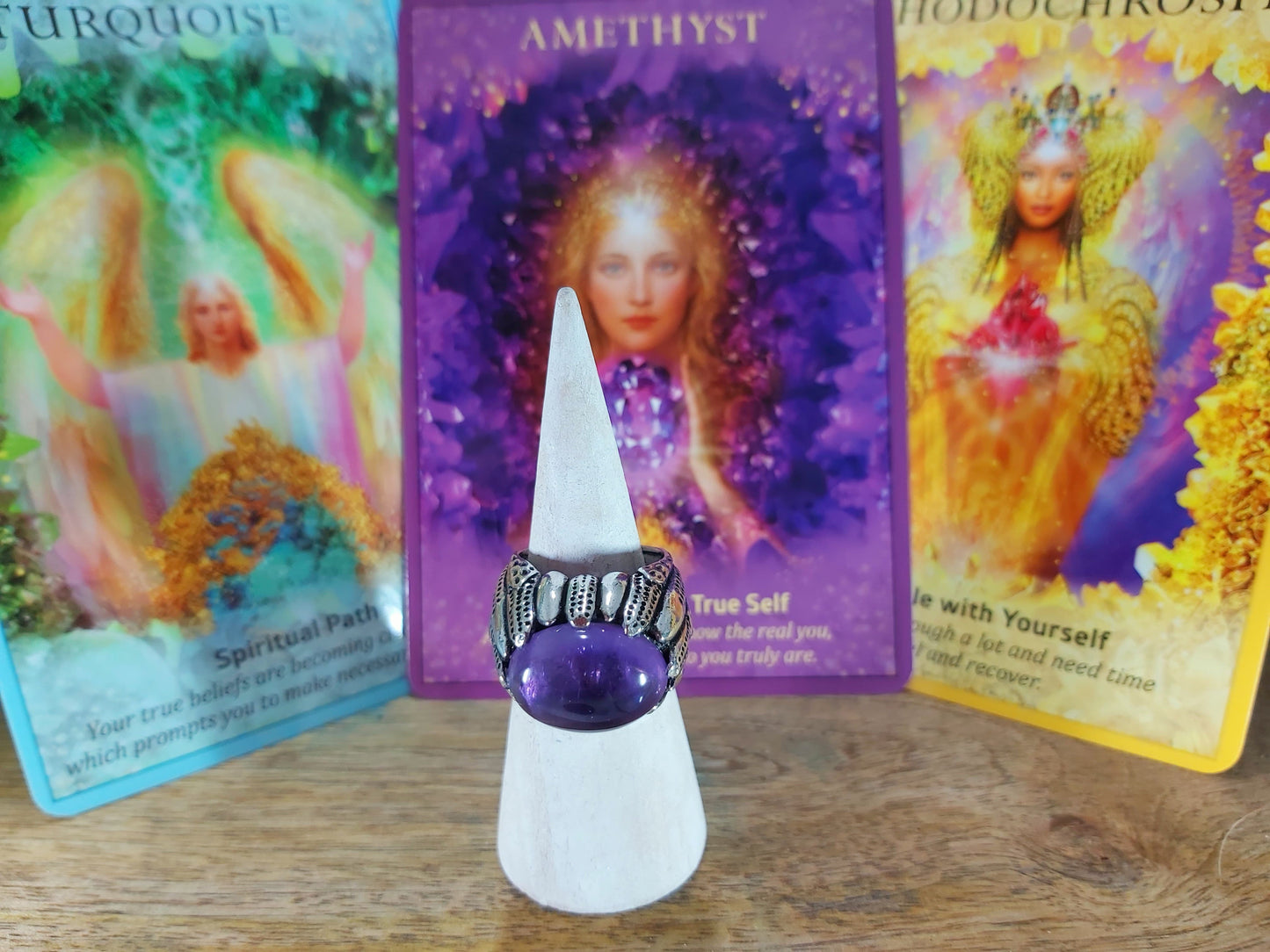 Amethyst Peaceful Energy Ring Size US 7 (E70)