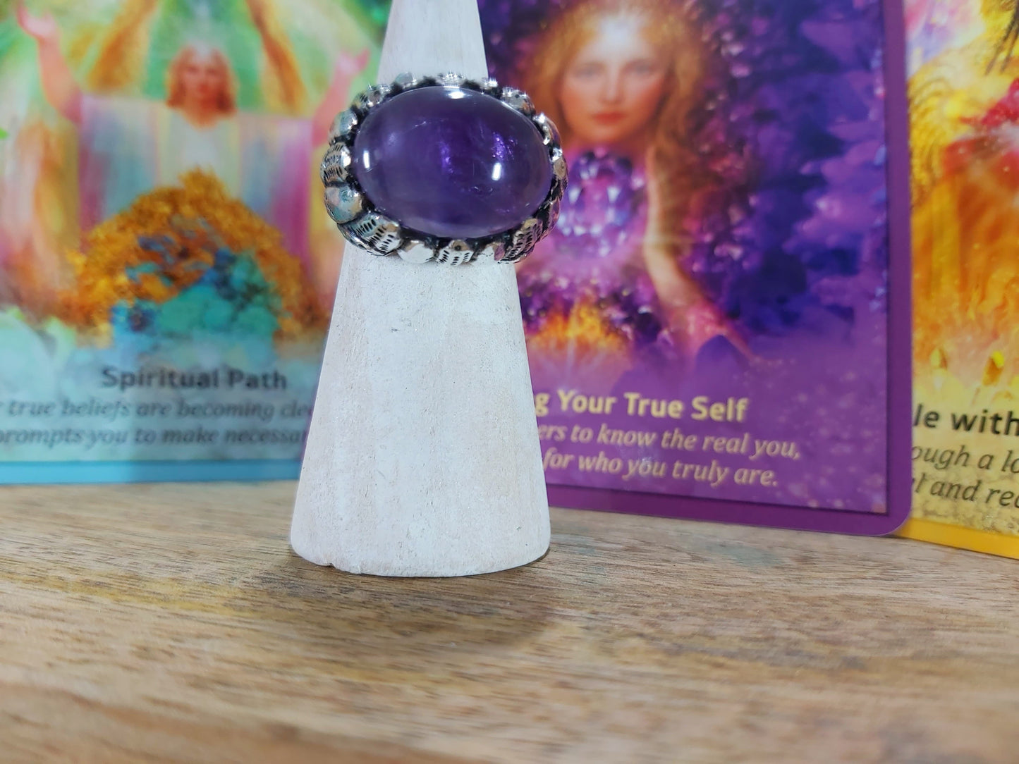 Amethyst Peaceful Energy Ring Size US 7 (E70)