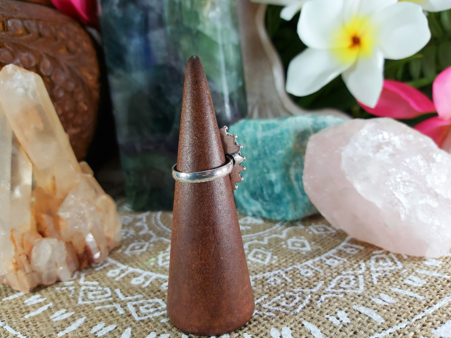 Rainbow Moonstone Goddess Ring Size US 6.5 (E721)