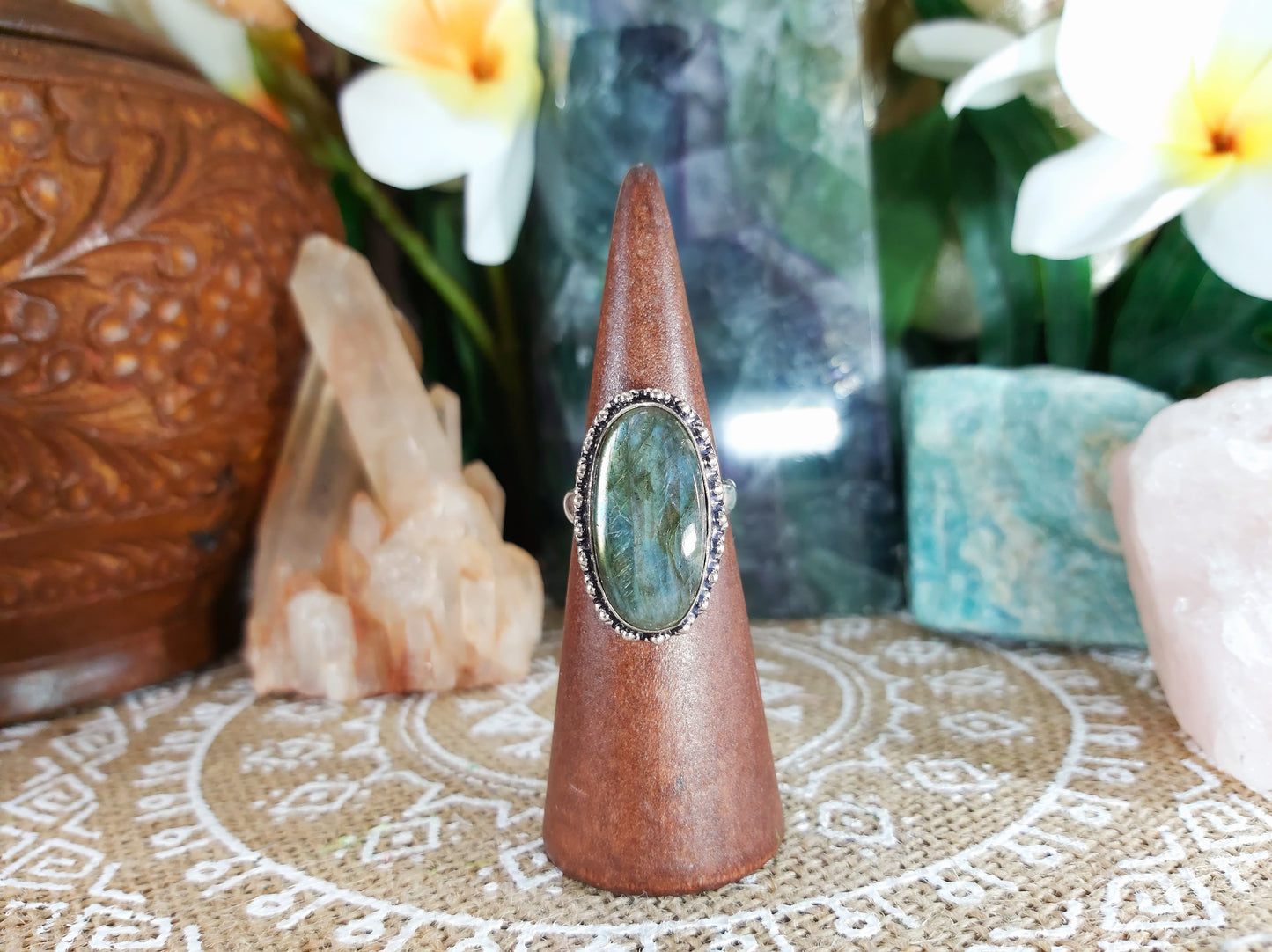 Labradorite Inner Spirit Gemstone Ring Size US 8 (E757)