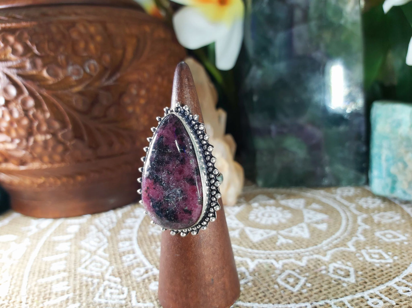 Rhodonite Self-Worth Ring Size US 8.5 (E796)