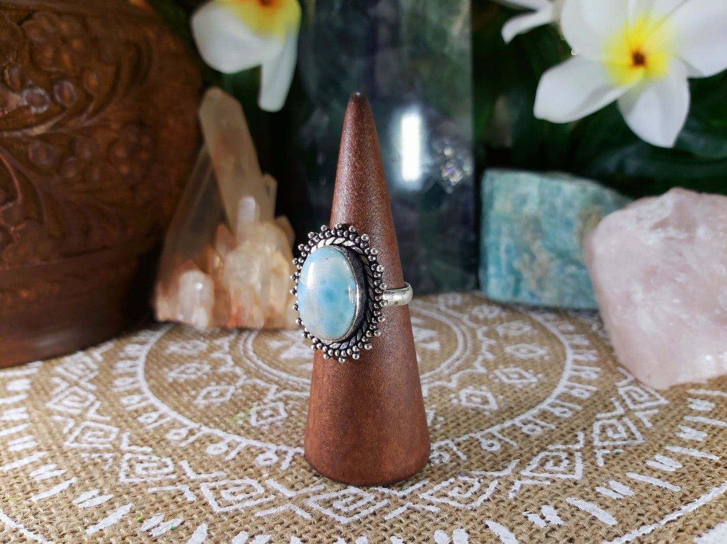 Larimar Emotional Healing Ring Size US 9 (E804)