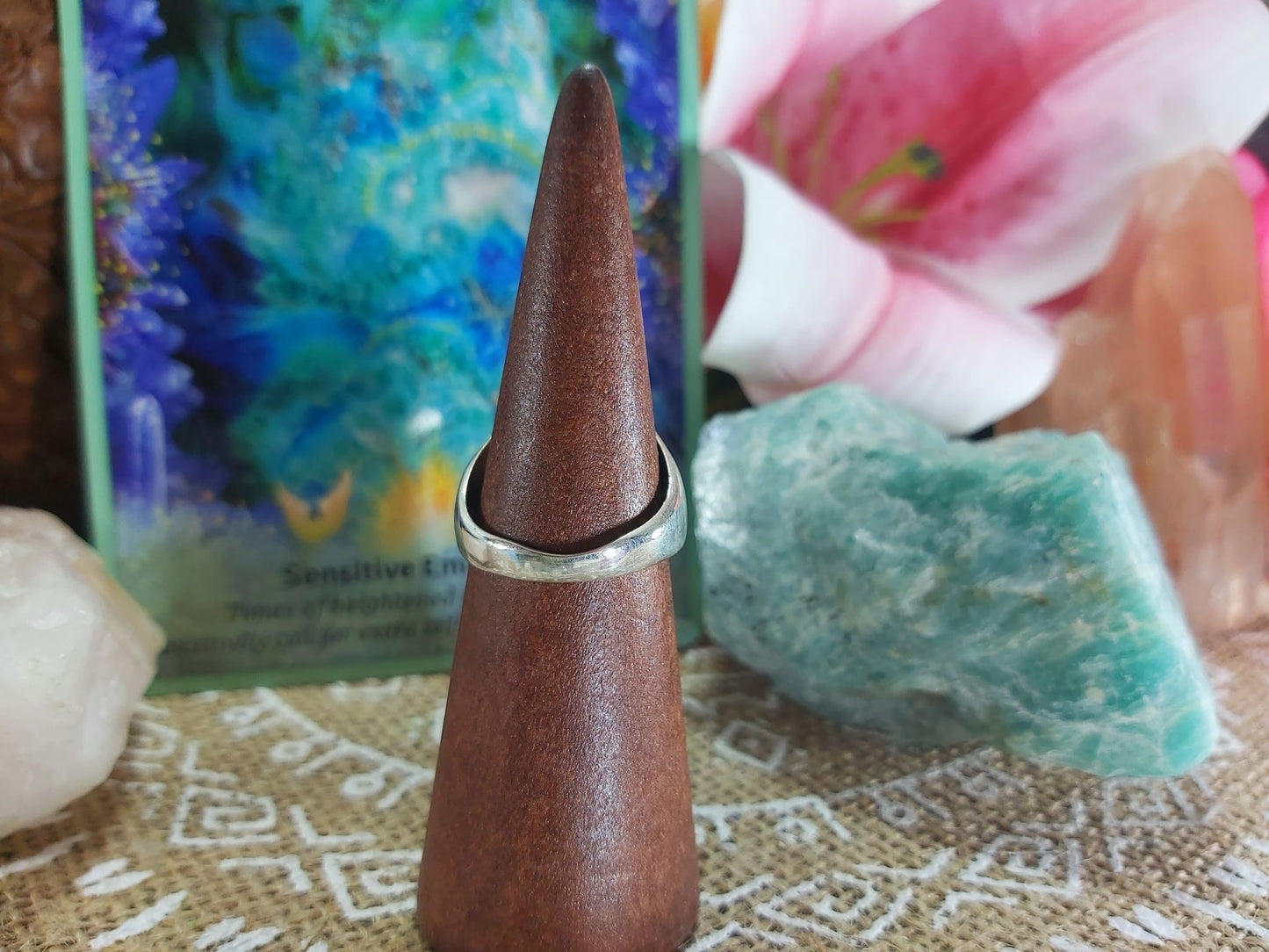 Larimar Emotional Healing Gemstone Ring Size US 8.5 (E896)