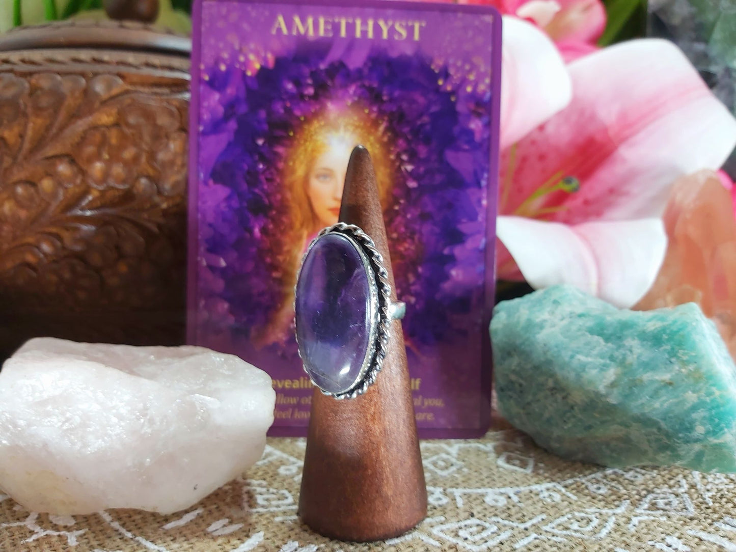 Amethyst Soul Star Protection Ring Size US 7 (E927)