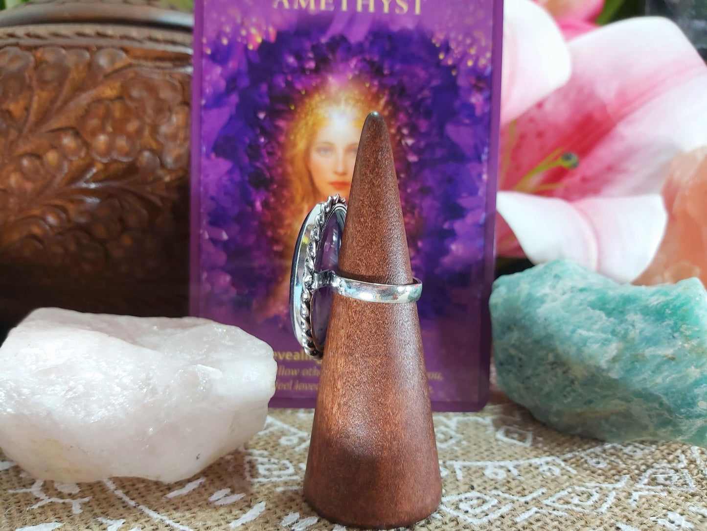 Amethyst Soul Star Protection Ring Size US 7 (E927)