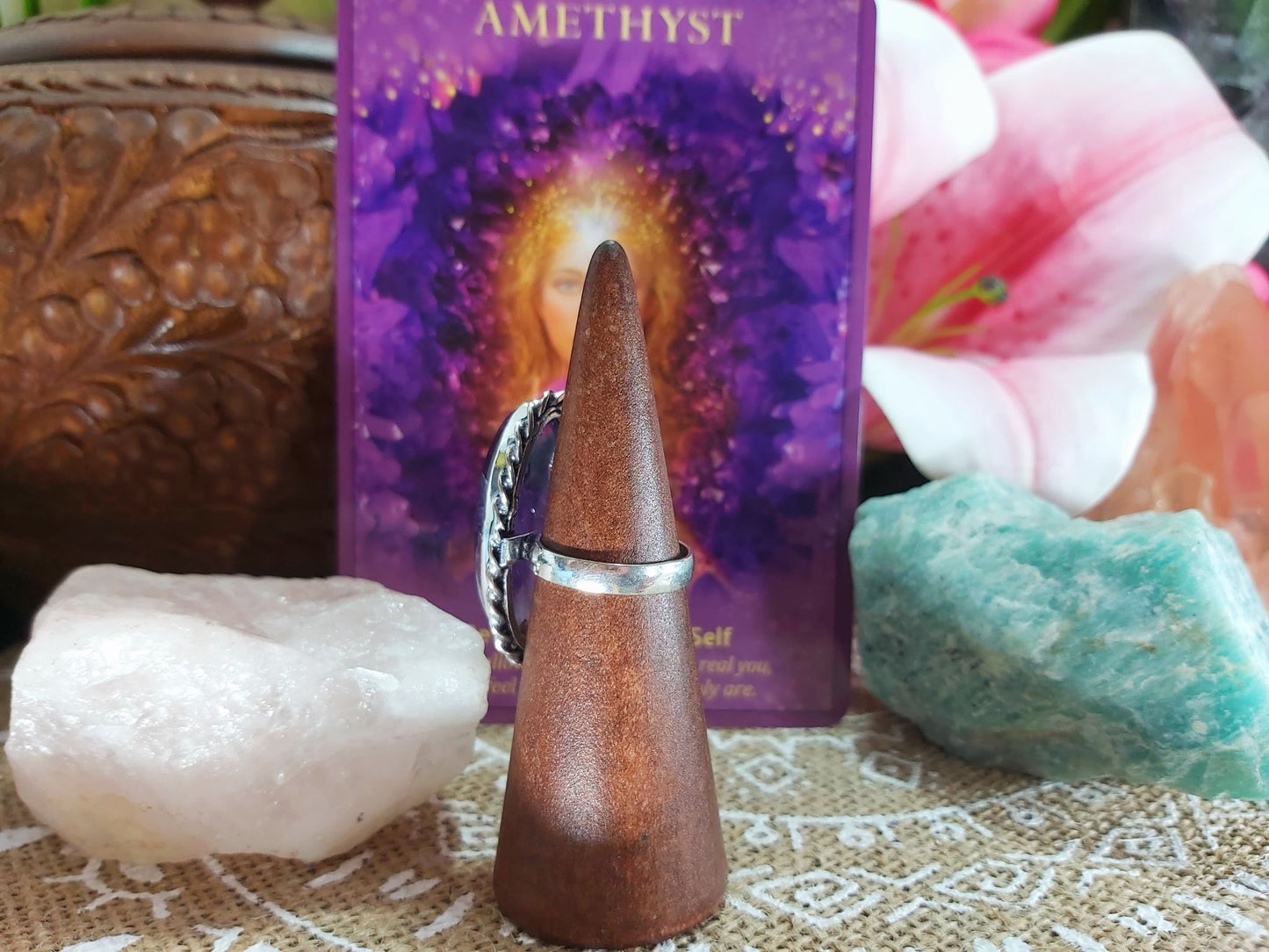 Amethyst Soul Star Protection Ring Size US 7.5 (E928)