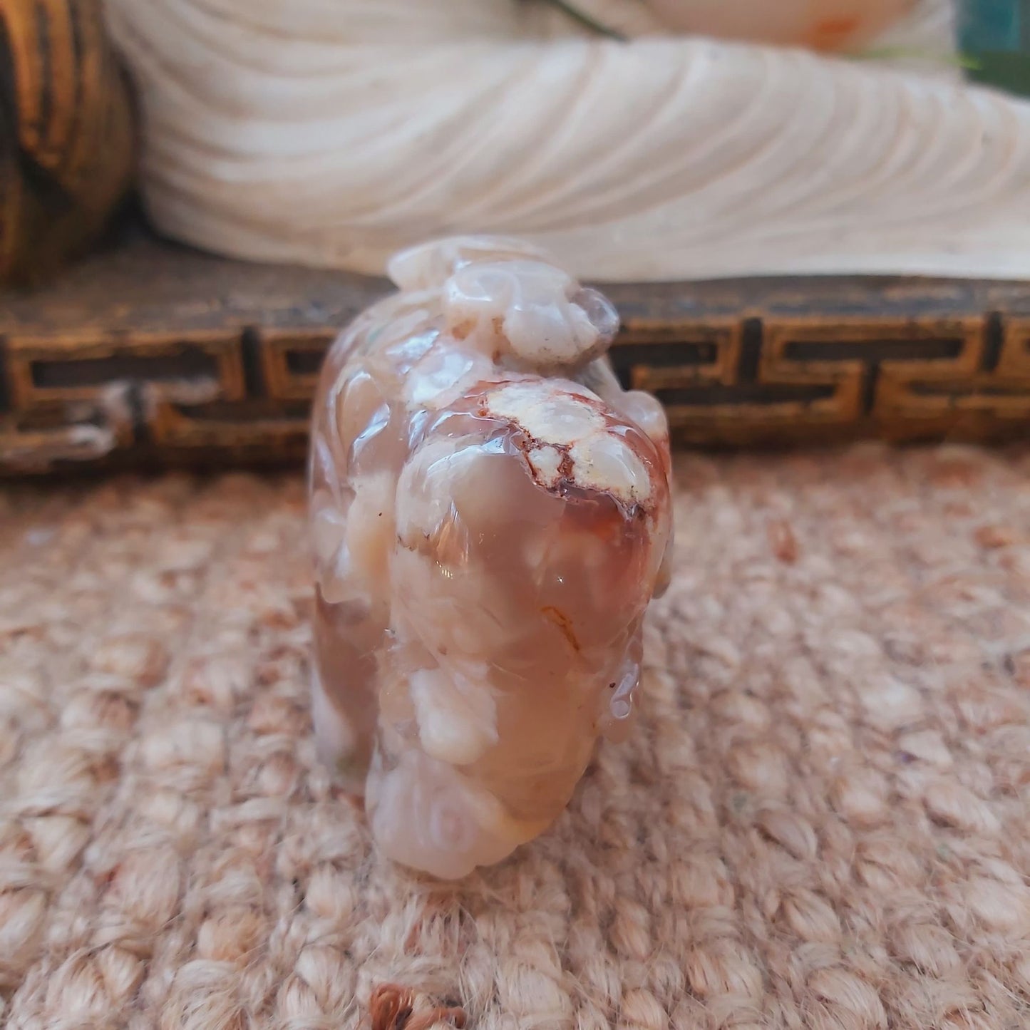 Hand Carved Flower Agate Crystal 266 gms (GEM140)