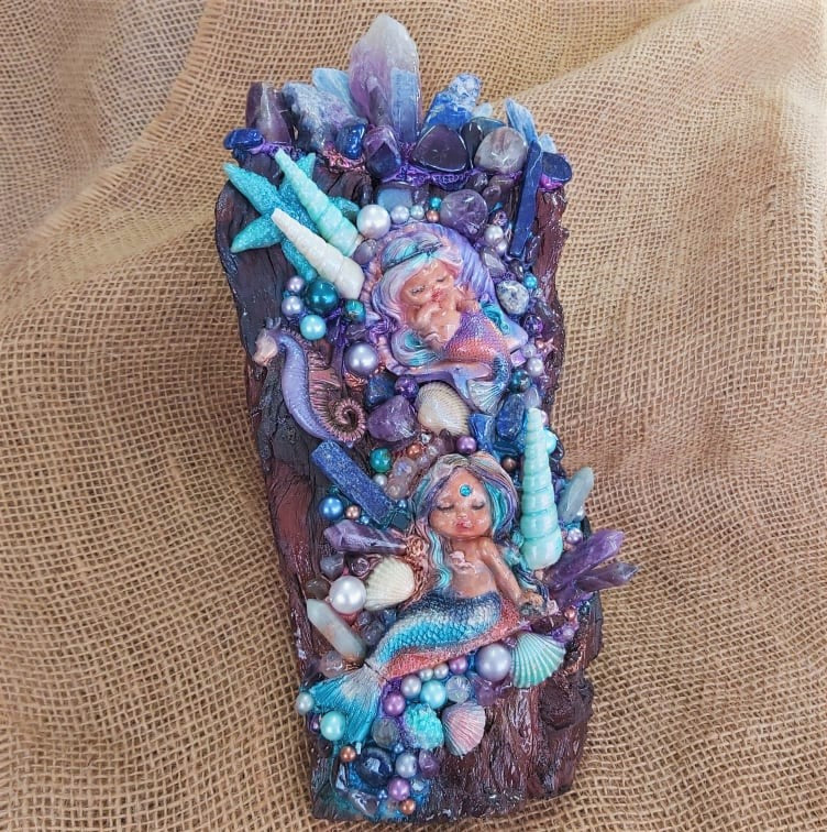 Handmade Crystal Sculpture Decor – Amethyst, Kyanite, & Lapis Lazuli (Deco 2)