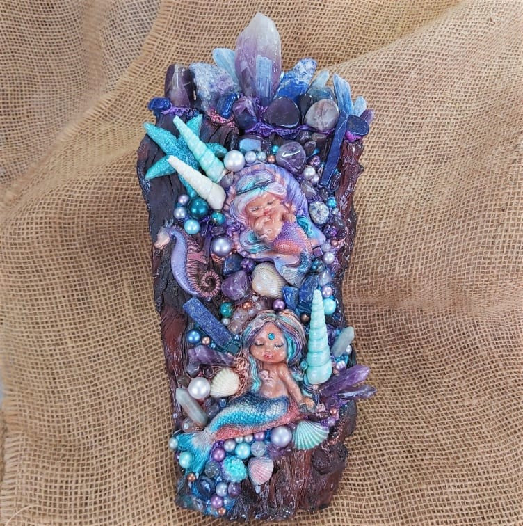 Handmade Crystal Sculpture Decor – Amethyst, Kyanite, & Lapis Lazuli (Deco 2)