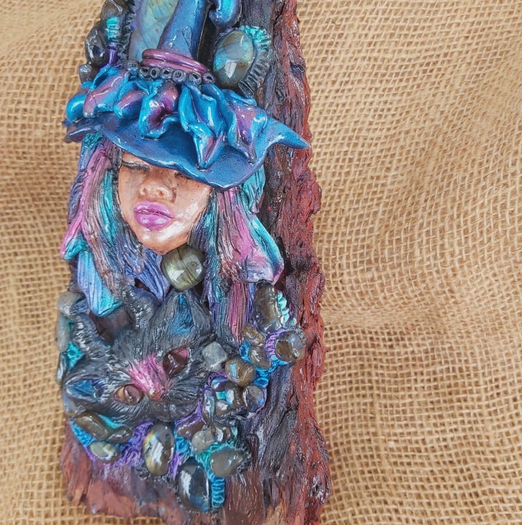 Handmade Crystal Sculpture Decor – Labradorite & Carribean Blue Calcite (Deco 4)