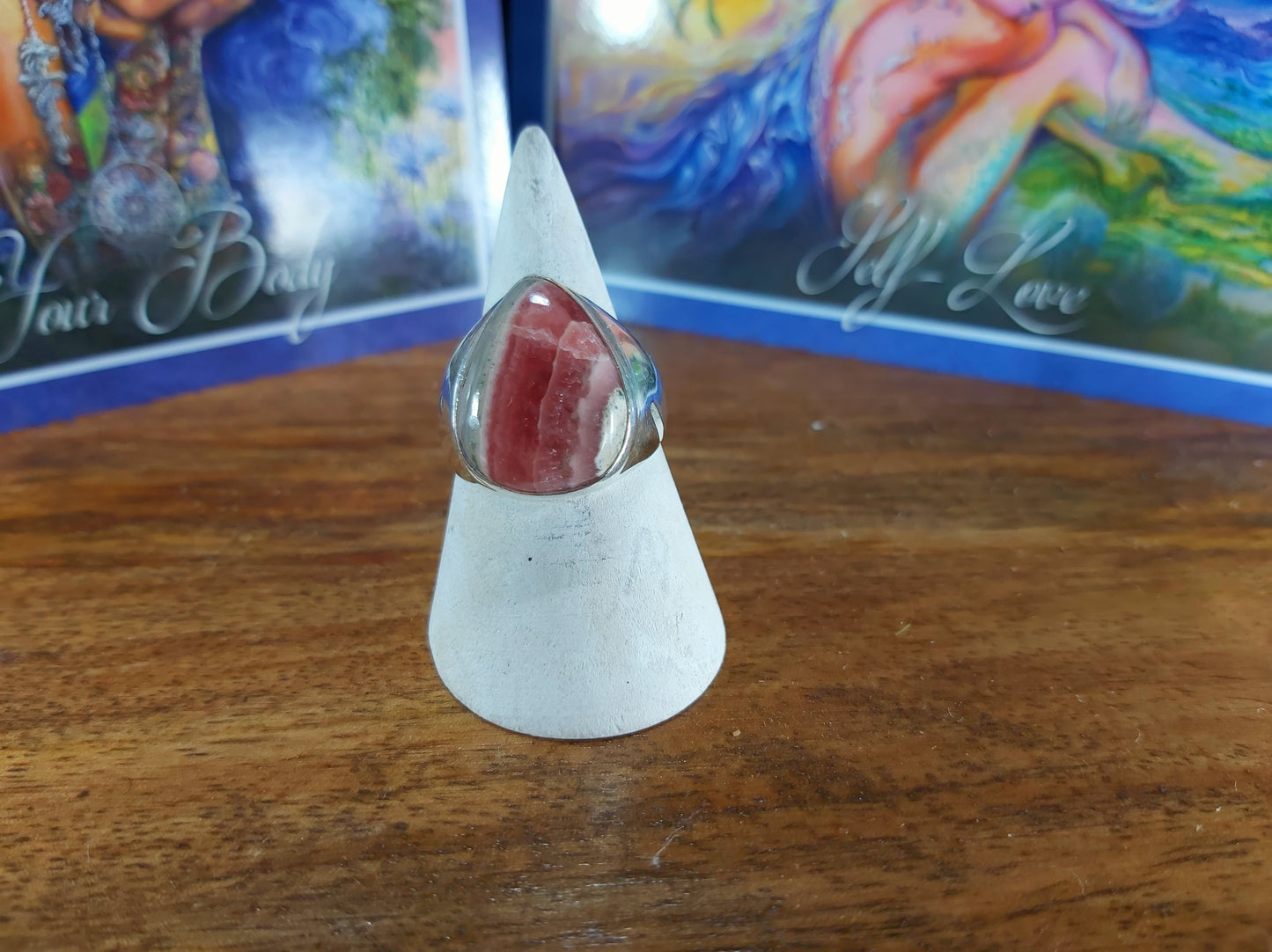 Rhodochrosite Inner Peace Ring Size US 9 (E101)