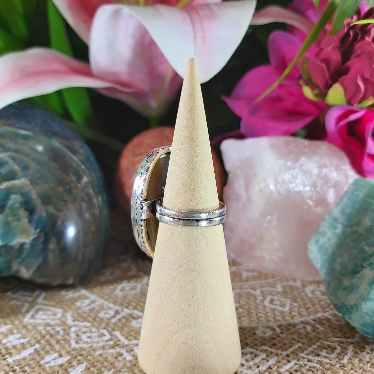 Black Lace Onyx Self-Confidence Ring Size US 6.5 (E1038)